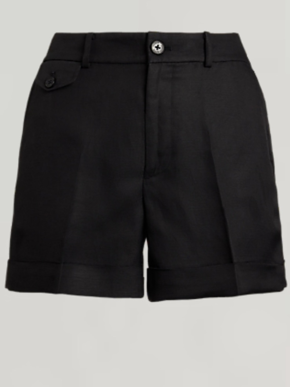 Pleated Linen-Blend Twill Shorts — Black